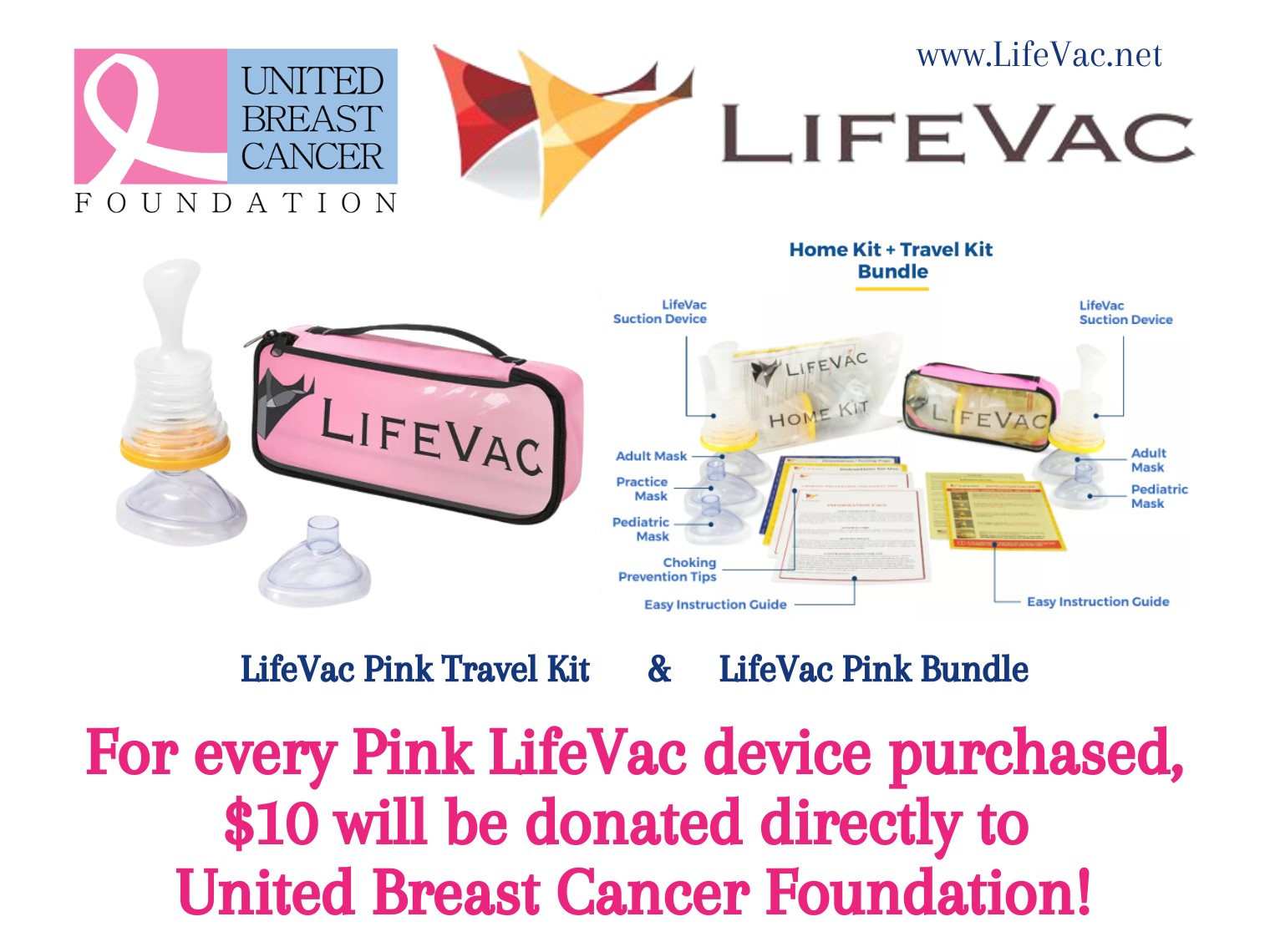 LifeVac donates $10 to UBCF for every Pink LifeVac anti-choking kit sold in October